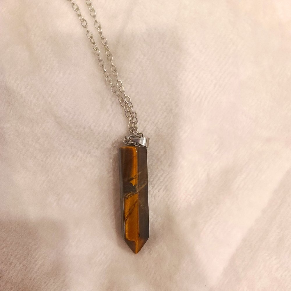 Tiger Eye Crystal Stainless Steel Necklace